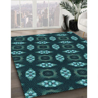 Patterned Deep Teal Green Rug, pat3616lblu