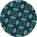 Square Patterned Deep Teal Green Rug, pat3616lblu