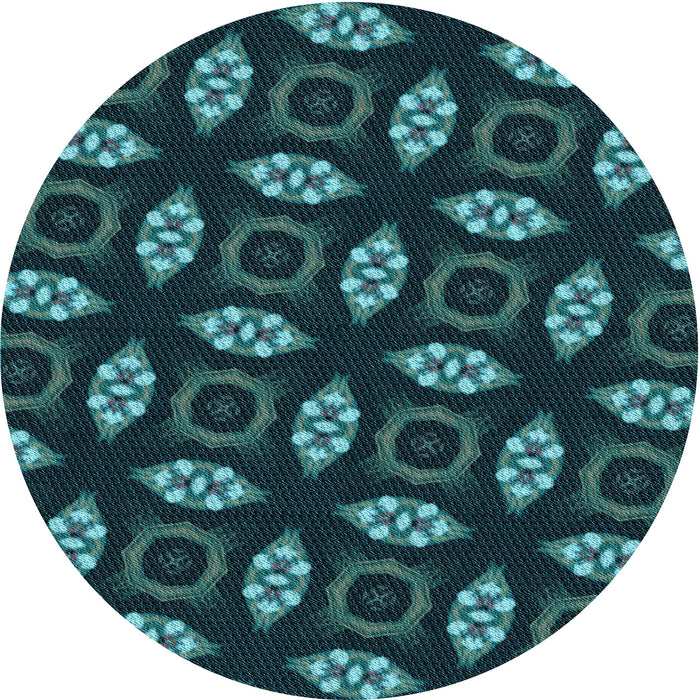 Square Machine Washable Transitional Deep Teal Green Rug in a Living Room, wshpat3616lblu