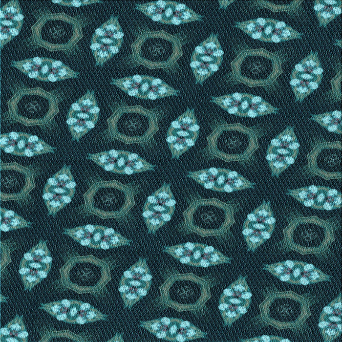 Round Patterned Deep Teal Green Rug, pat3616lblu