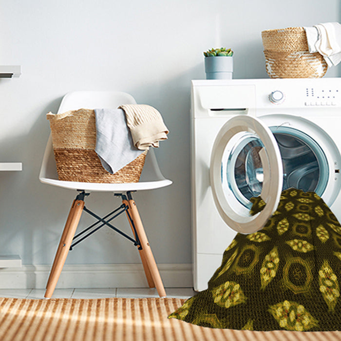 Machine Washable Transitional Black Brown Rug in a Washing Machine, wshpat3616yw