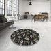Round Patterned Army Brown Novelty Rug in a Office, pat3616