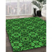 Machine Washable Transitional Deep Emerald Green Rug in a Family Room, wshpat3617grn