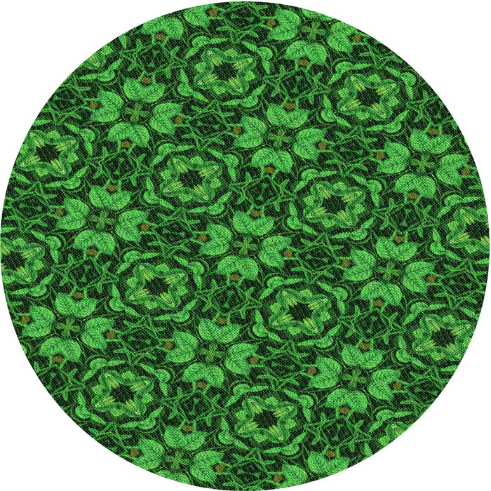 Square Machine Washable Transitional Deep Emerald Green Rug in a Living Room, wshpat3617grn
