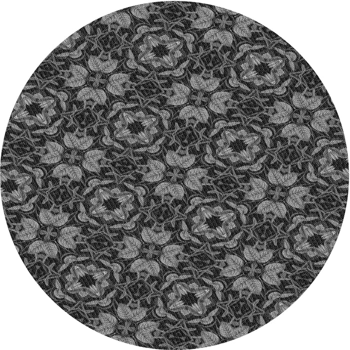 Square Patterned Charcoal Black Rug, pat3617gry