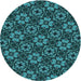 Square Machine Washable Transitional Dark Turquoise Green Rug in a Living Room, wshpat3617lblu