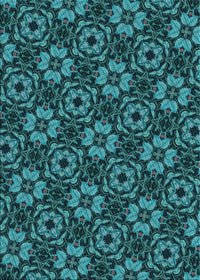 Machine Washable Transitional Dark Turquoise Green Rug, wshpat3617lblu