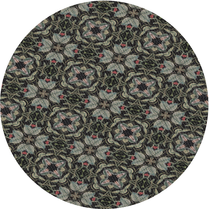 Sideview of Patterned Sage Green Novelty Rug, pat3617