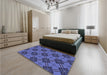Patterned Light Slate Blue Rug in a Bedroom, pat3618blu