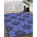 Patterned Light Slate Blue Rug in Family Room, pat3618blu