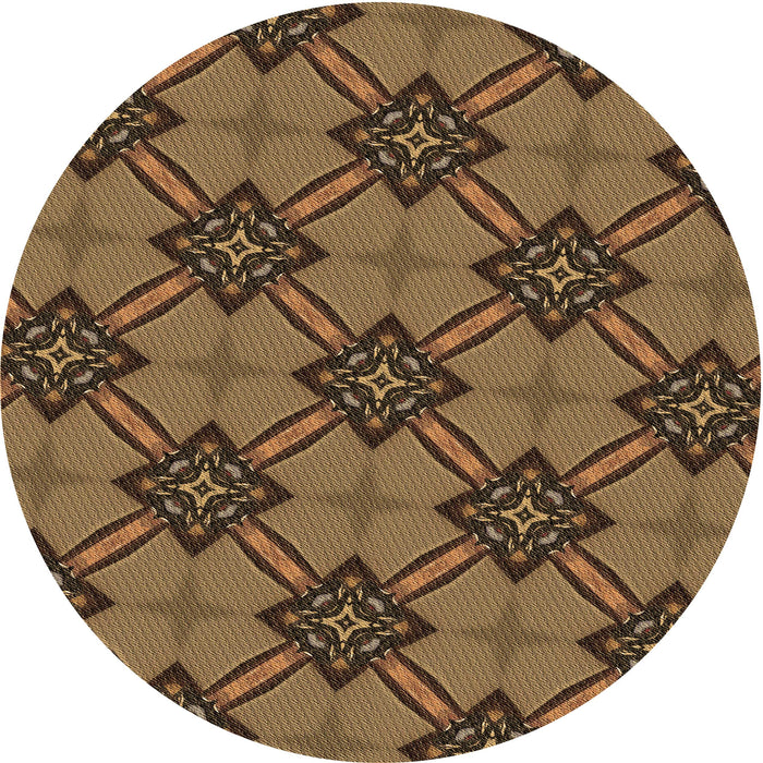 Square Patterned Cinnamon Brown Rug, pat3618brn