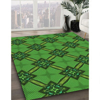 Patterned Deep Emerald Green Rug, pat3618grn