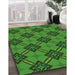 Patterned Deep Emerald Green Rug in Family Room, pat3618grn