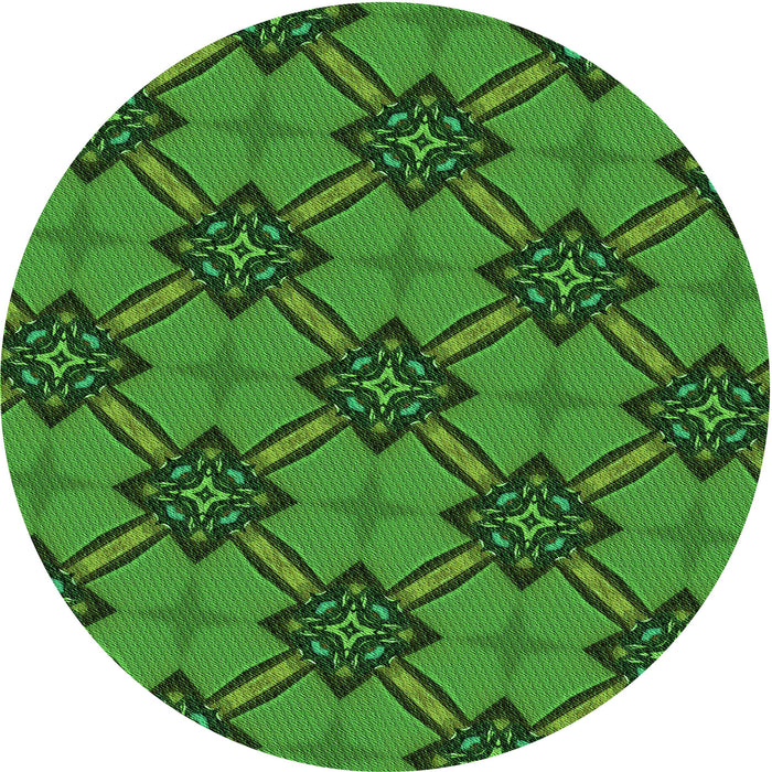 Square Patterned Deep Emerald Green Rug, pat3618grn