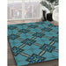 Patterned Dark Blue Grey Blue Rug in Family Room, pat3618lblu