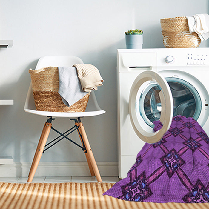 Machine Washable Transitional Dark Magenta Purple Rug in a Washing Machine, wshpat3618pur
