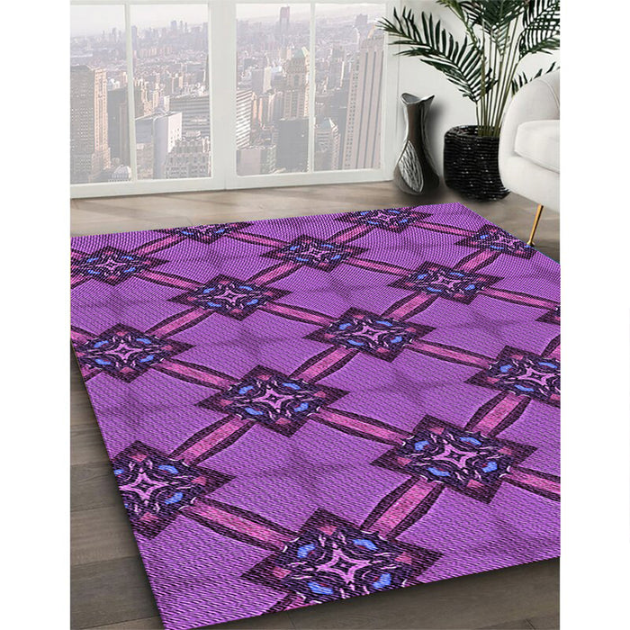 Patterned Dark Magenta Purple Rug in Family Room, pat3618pur
