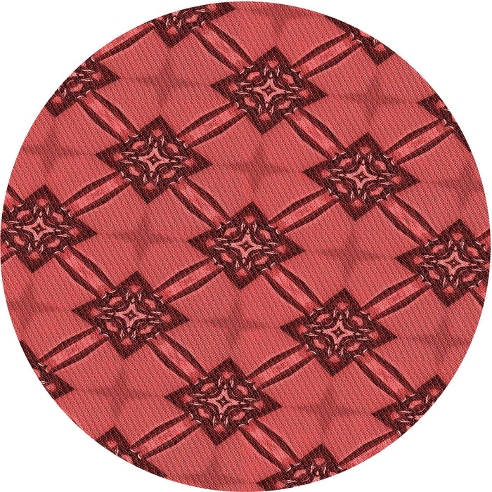 Square Patterned Tomato Red Rug, pat3618rd