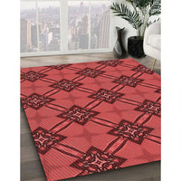 Patterned Tomato Red Rug, pat3618rd