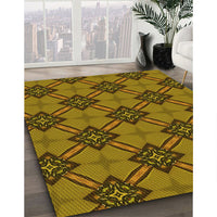 Patterned Dark Bronze Brown Rug, pat3618yw