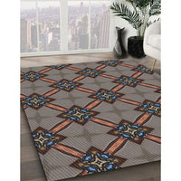 Patterned Chocolate Brown Novelty Rug, pat3618