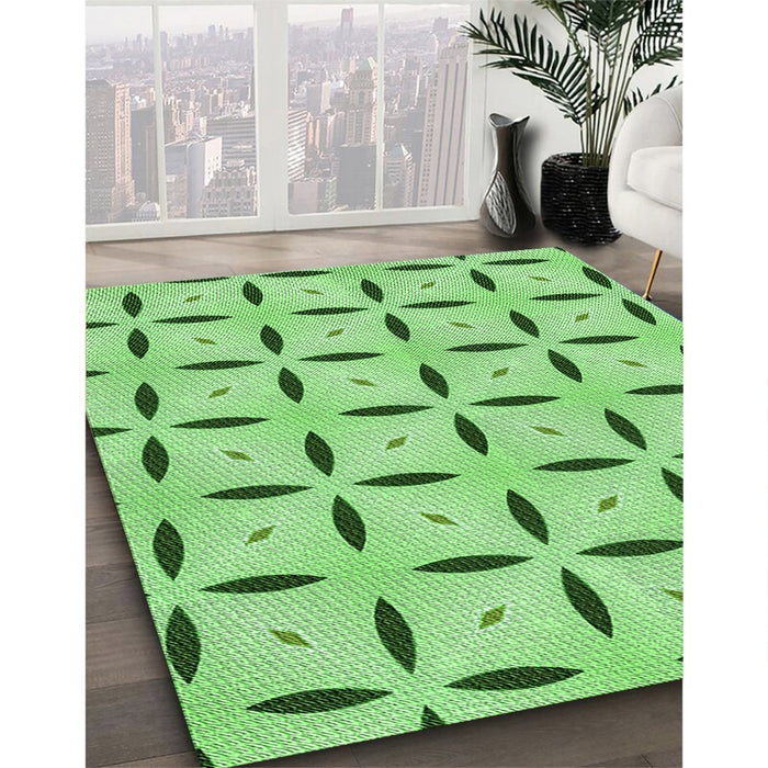 Machine Washable Transitional Jade Green Rug in a Family Room, wshpat3619grn