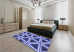 Patterned Denim Blue Rug in a Bedroom, pat3620blu