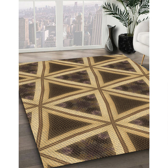 Patterned Golden Gold Rug in Family Room, pat3620brn