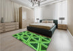 Patterned Green Rug in a Bedroom, pat3620grn