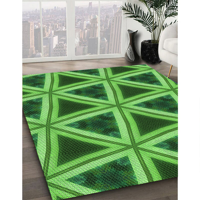 Patterned Green Rug in Family Room, pat3620grn