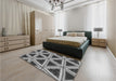 Patterned Black Rug in a Bedroom, pat3620gry