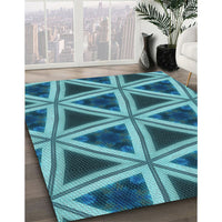 Patterned Teal Green Rug, pat3620lblu