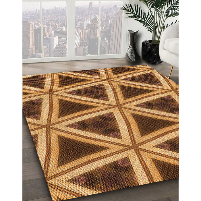 Patterned Saddle Brown Rug in Family Room, pat3620org