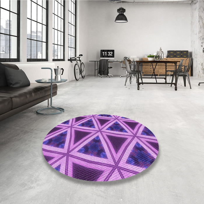 Round Patterned Purple Rug in a Office, pat3620pur