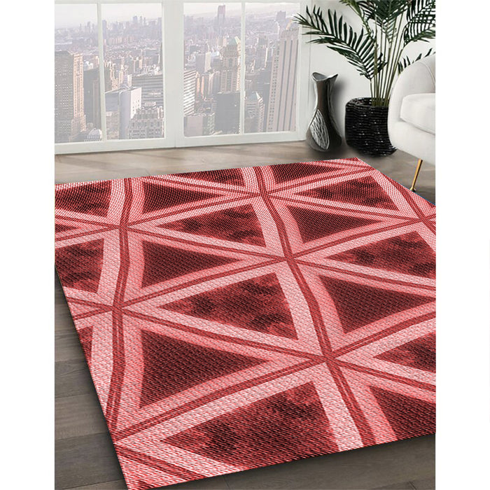 Machine Washable Transitional Red Rug in a Family Room, wshpat3620rd