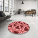 Round Patterned Red Rug in a Office, pat3620rd