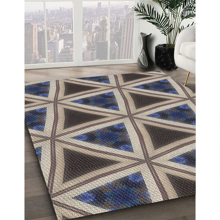 Patterned Tan Brown Novelty Rug in Family Room, pat3620