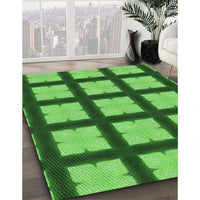 Patterned Deep Emerald Green Rug, pat3621grn