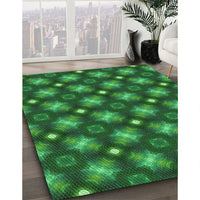 Patterned Deep Emerald Green Rug, pat3622grn