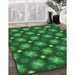 Patterned Deep Emerald Green Rug in Family Room, pat3622grn