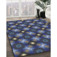 Patterned Slate Blue Grey Novelty Rug, pat3622