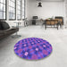 Round Patterned Purple Rug in a Office, pat3623pur