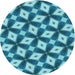 Square Patterned Dark Cyan Green Rug, pat3624lblu