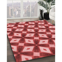 Patterned Pastel Red Pink Rug, pat3624rd