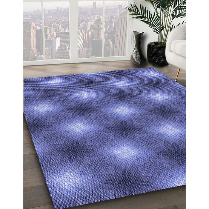 Patterned Light Slate Blue Rug in Family Room, pat3625blu