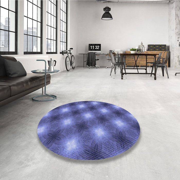 Round Patterned Light Slate Blue Rug in a Office, pat3625blu