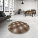Round Patterned Camel Brown Novelty Rug in a Office, pat3625