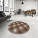 Round Machine Washable Transitional Camel Brown Rug in a Office, wshpat3625