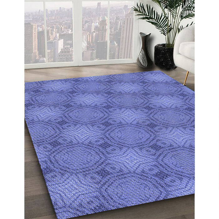 Patterned Sky Blue Rug in Family Room, pat3626blu