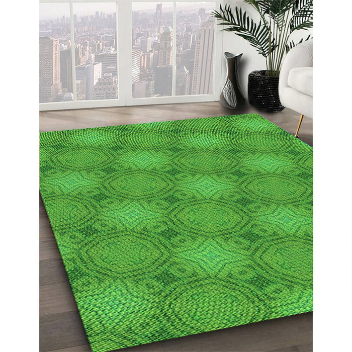 Patterned Green Rug in Family Room, pat3626grn